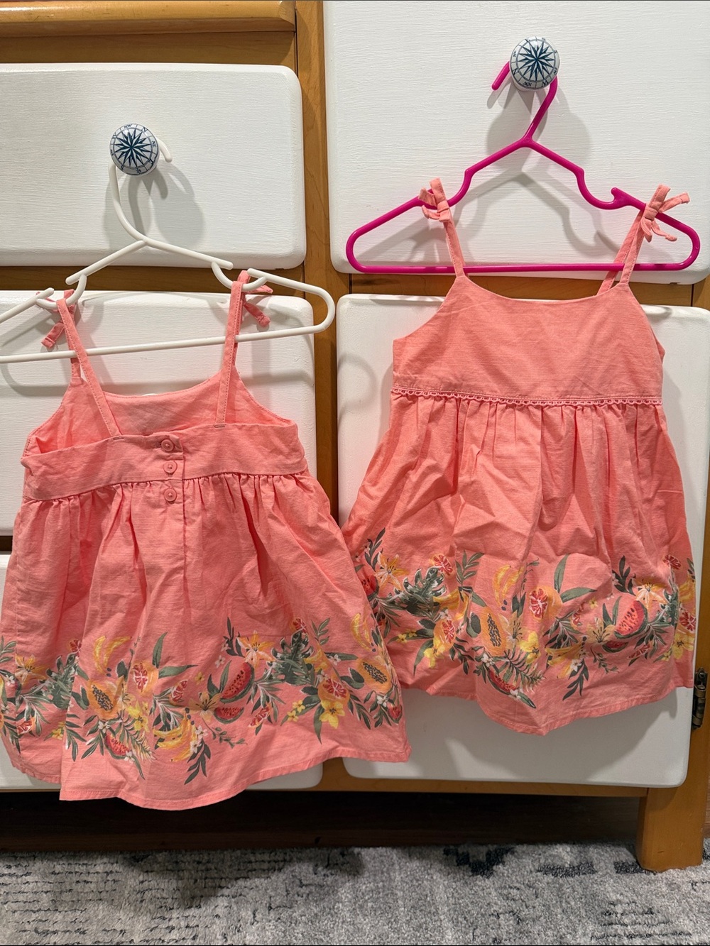 Twin set. Girls' Coral Floral Sundress - Lightweight Summer Dress